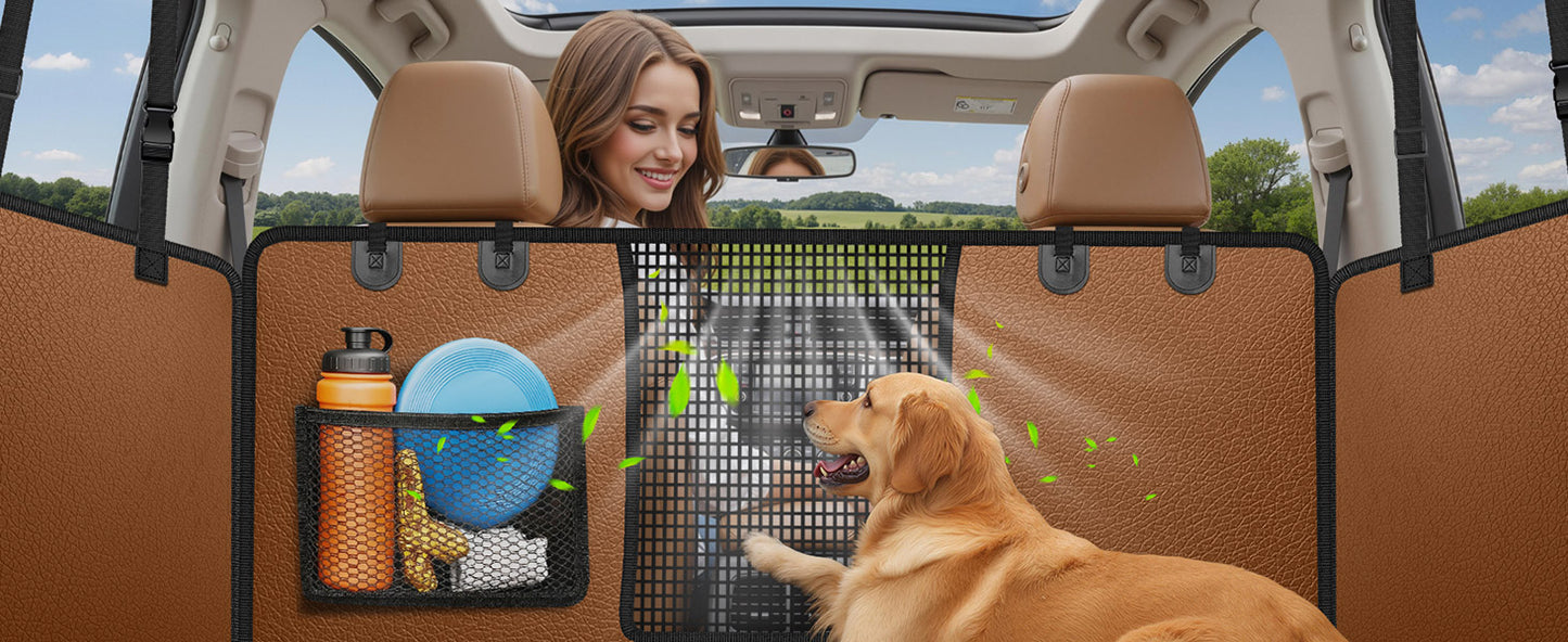 Dog Car Seat Cover for Pets - Brown (Size: Standard - 54" Length)