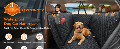 Dog Car Seat Cover for Pets - Black with Orange (Size: Standard - 54" Length)