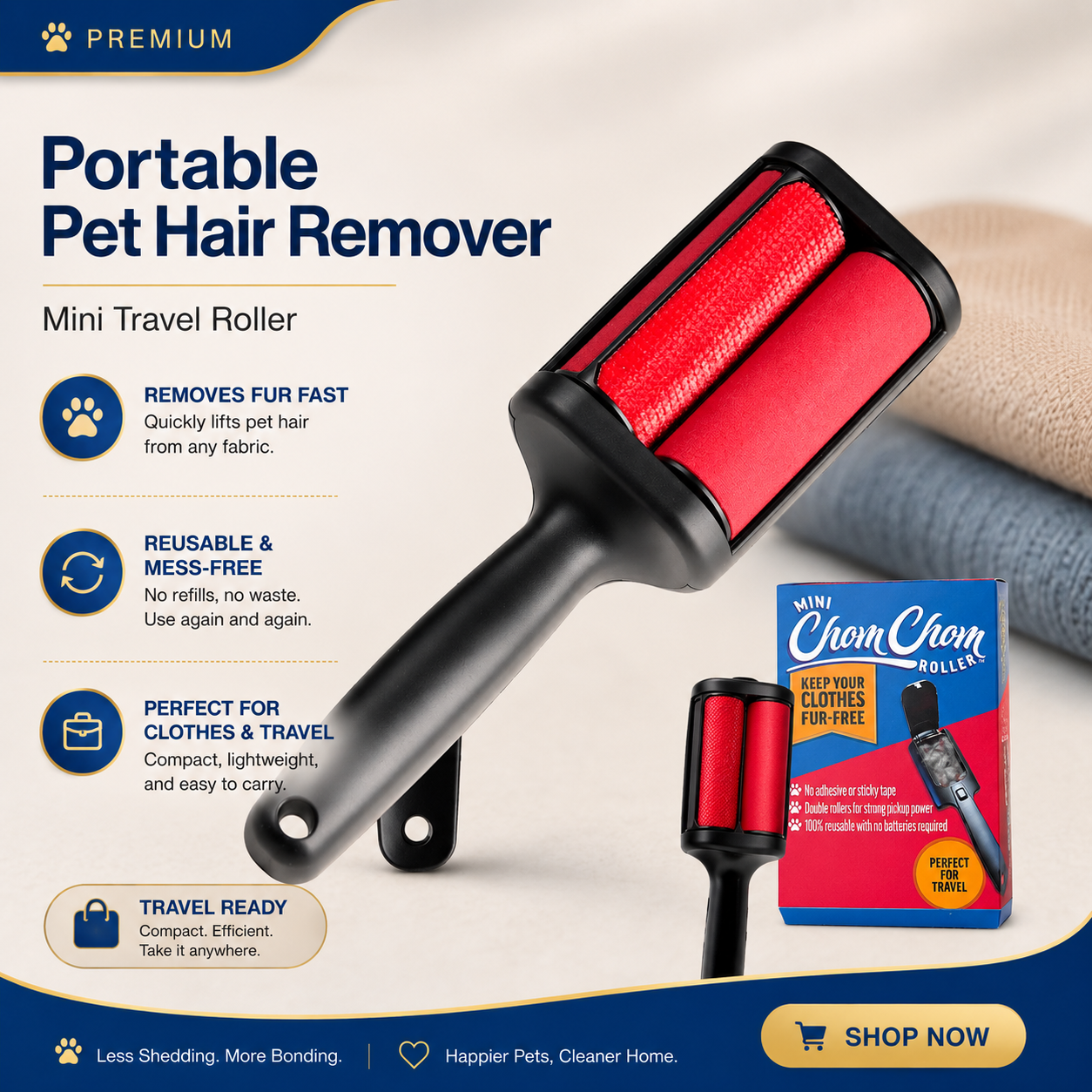 ChomChom Roller Pet Hair Remover – Black Matte