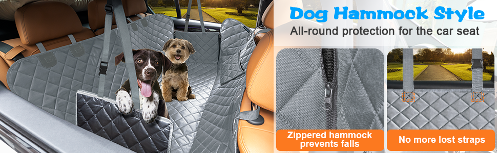 Dog Car Seat Cover for Pets -Gray (Size: Standard - 54" Length)