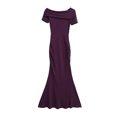 Long Dress Oblique Neck One-Shoulder Dress
