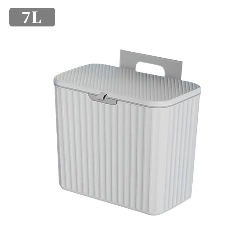 Kitchen Garbage Can Hanging Household With Cover Cabinet Door Wall-Mounted Food Waste Canister Hanging Bathroom Toilet