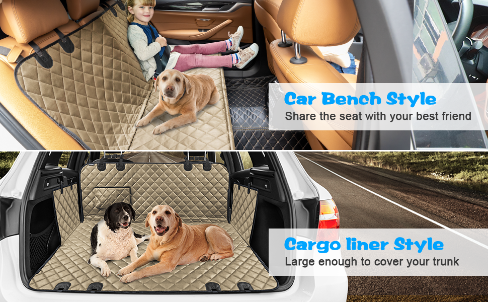 Dog Car Seat Cover for Pets - Light Brown (Size: Standard - 54" Length)