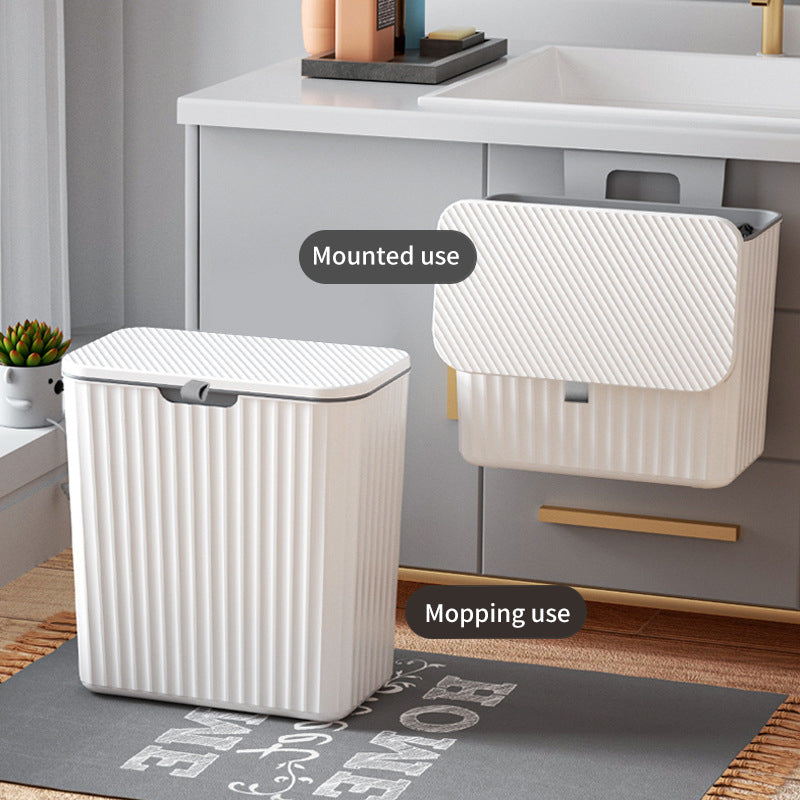 Kitchen Garbage Can Hanging Household With Cover Cabinet Door Wall-Mounted Food Waste Canister Hanging Bathroom Toilet