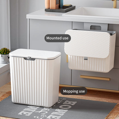 Kitchen Garbage Can Hanging Household With Cover Cabinet Door Wall-Mounted Food Waste Canister Hanging Bathroom Toilet