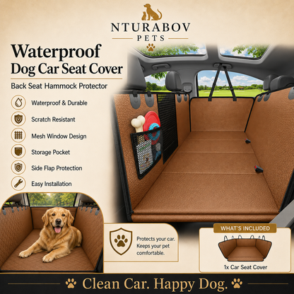 Dog Car Seat Cover for Pets - Brown (Size: Standard - 54" Length)