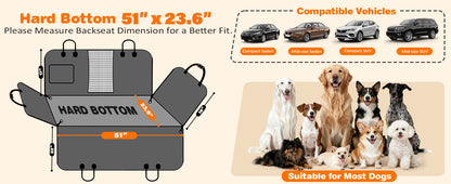 Dog Car Seat Cover for Pets - Matte Black (Size: Standard - 54" Length)
