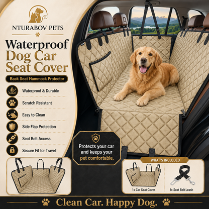 Dog Car Seat Cover for Pets - Light Brown (Size: Standard - 54" Length)