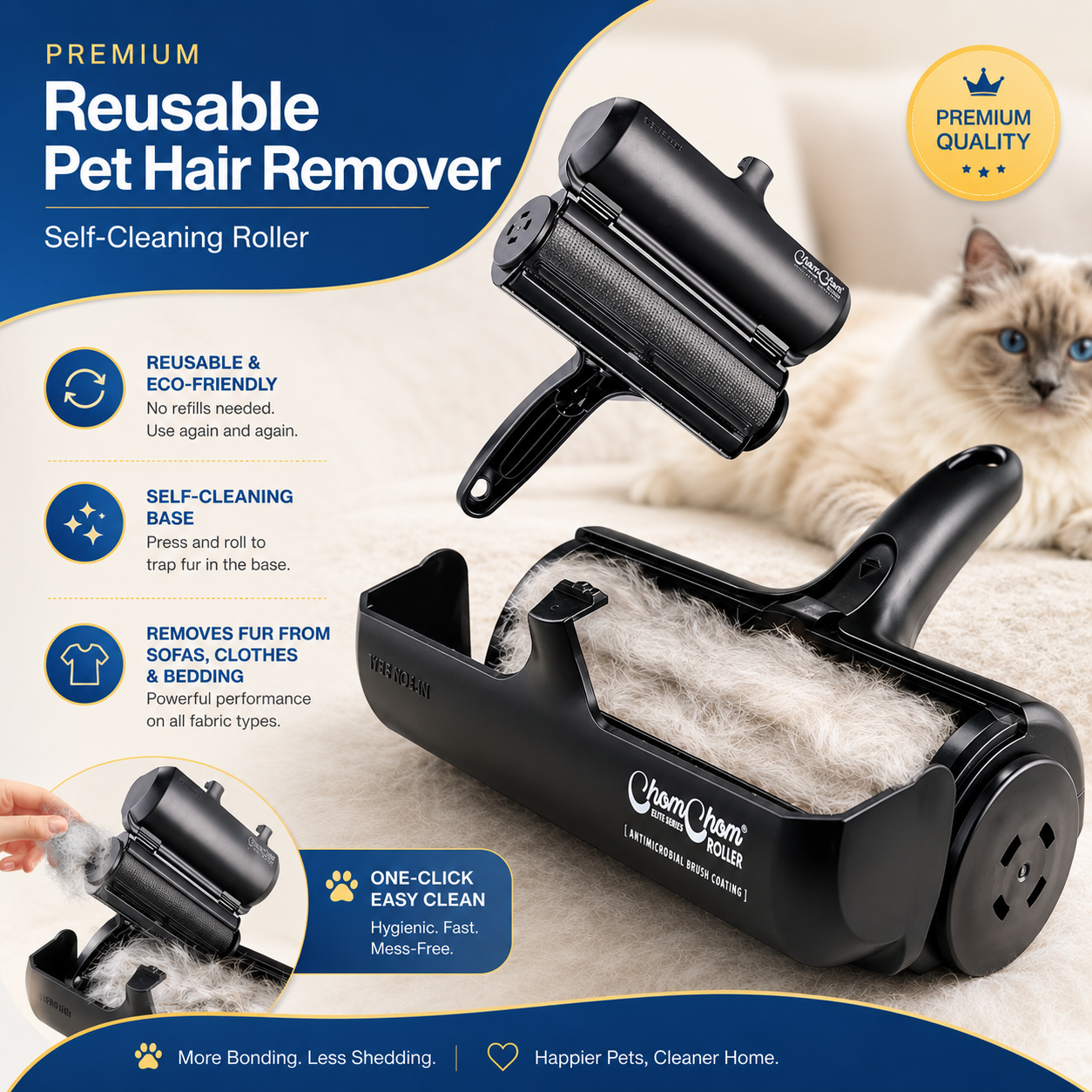 ChomChom Roller Pet Hair Remover – Black Classic