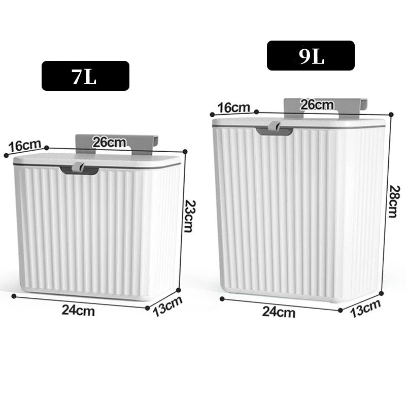 Kitchen Garbage Can Hanging Household With Cover Cabinet Door Wall-Mounted Food Waste Canister Hanging Bathroom Toilet