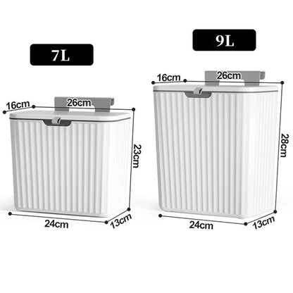 Kitchen Garbage Can Hanging Household With Cover Cabinet Door Wall-Mounted Food Waste Canister Hanging Bathroom Toilet