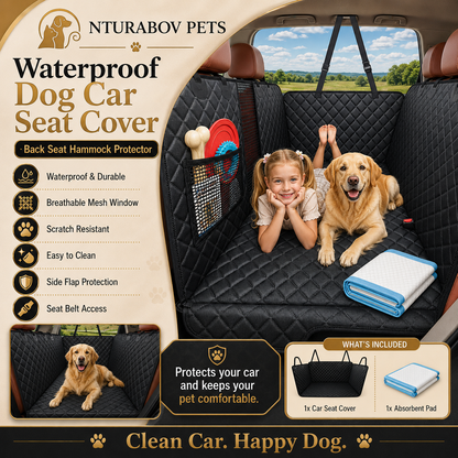 Dog Car Seat Cover for Pets - Textured Black (Size: Standard - 54" Length)