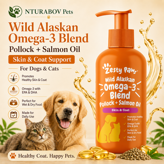 Wild Alaskan Omega-3 Blend — Pollock & Salmon Oil for Dogs and Cats (8.5 Fl Oz)