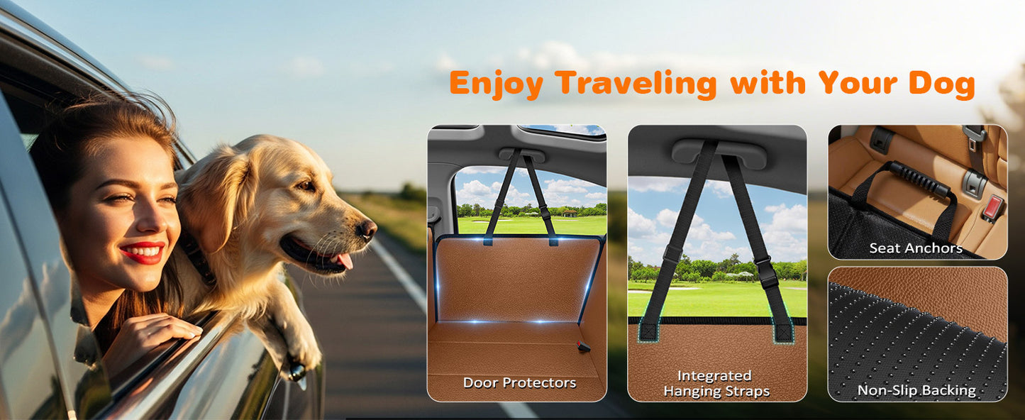 Dog Car Seat Cover for Pets - Brown (Size: Standard - 54" Length)