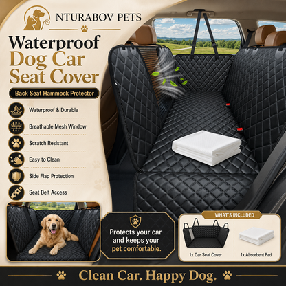 Dog Car Seat Cover for Pets - Jet Black (Size: Standard - 54" Length)