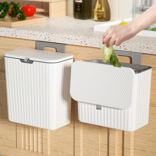 Kitchen Garbage Can Hanging Household With Cover Cabinet Door Wall-Mounted Food Waste Canister Hanging Bathroom Toilet