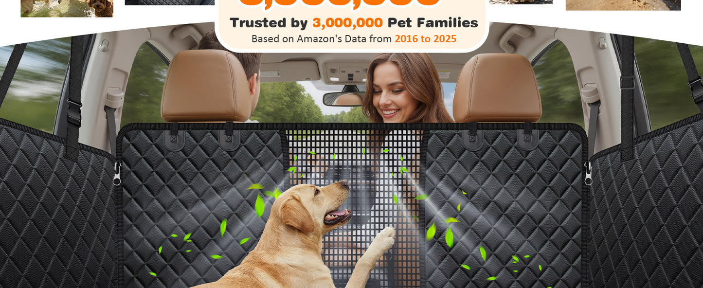 Dog Car Seat Cover for Pets - Jet Black (Size: Standard - 54" Length)