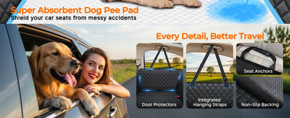 Dog Car Seat Cover for Pets - Matte Black (Size: Standard - 54" Length)