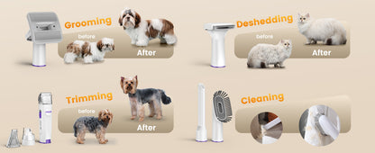 Pet Grooming Vacuum with Clipper & Nail Grinder – Purple