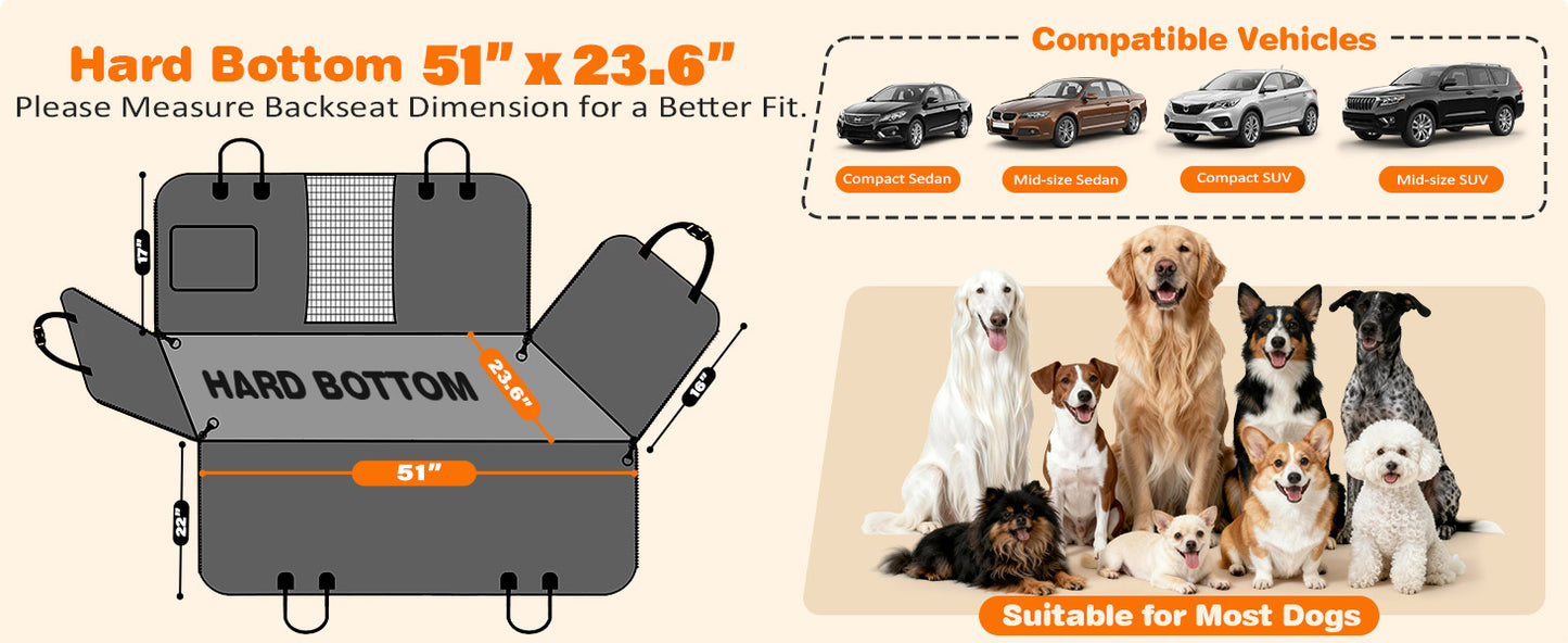Dog Car Seat Cover for Pets - Brown (Size: Standard - 54" Length)