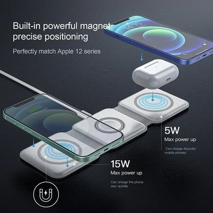 3-in-1 Magnetic Multi-function Charger Folding Wireless Charger for Xiaomi  Apple Phone Headset Watch Airpods Charger