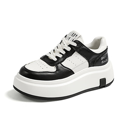 Lace Up Round Toe Platform Sneakers