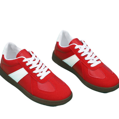 Lace Up Contrast Round Toe Flat Sneakers
