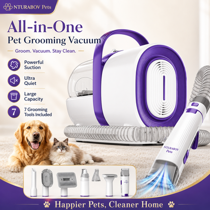 Pet Grooming Vacuum with Clipper & Nail Grinder – Purple