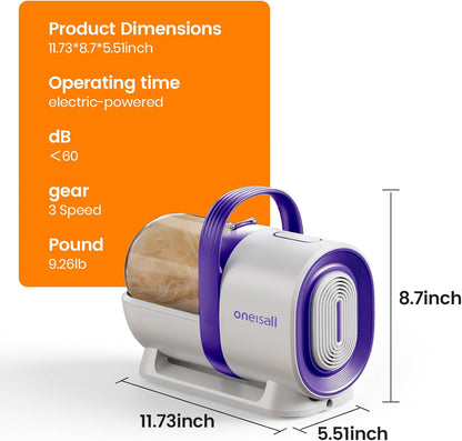 Pet Grooming Vacuum with Clipper & Nail Grinder – Purple