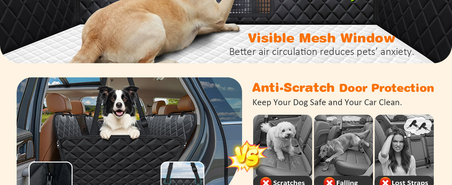 Dog Car Seat Cover for Pets - Jet Black (Size: Standard - 54" Length)