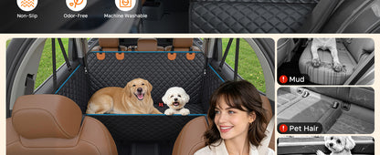 Dog Car Seat Cover for Pets - Black with Orange (Size: Standard - 54" Length)