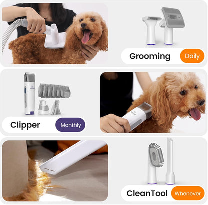 Pet Grooming Vacuum with Clipper & Nail Grinder – Purple