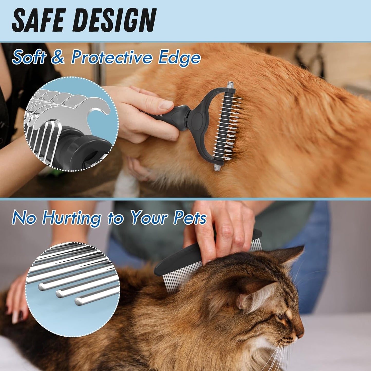 Pet Grooming Combo – Black Deshedding Brush & Metal Comb for Long & Medium Hair
