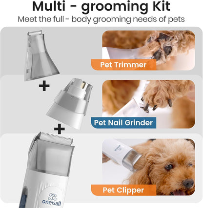 Pet Grooming Vacuum with Clipper & Nail Grinder – Blue