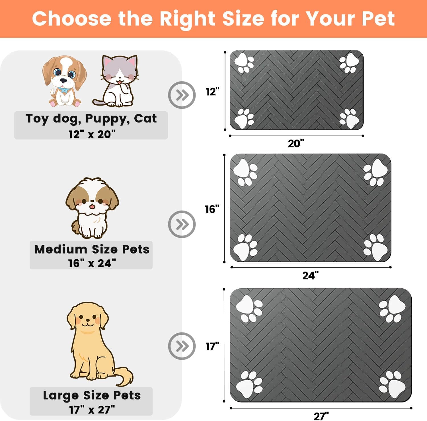 Pet Feeding Mat - Beige size options
