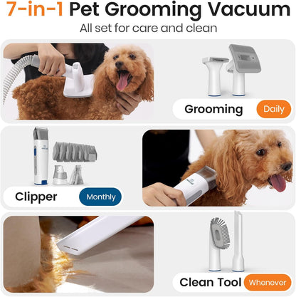 Pet Grooming Vacuum with Clipper & Nail Grinder – Blue