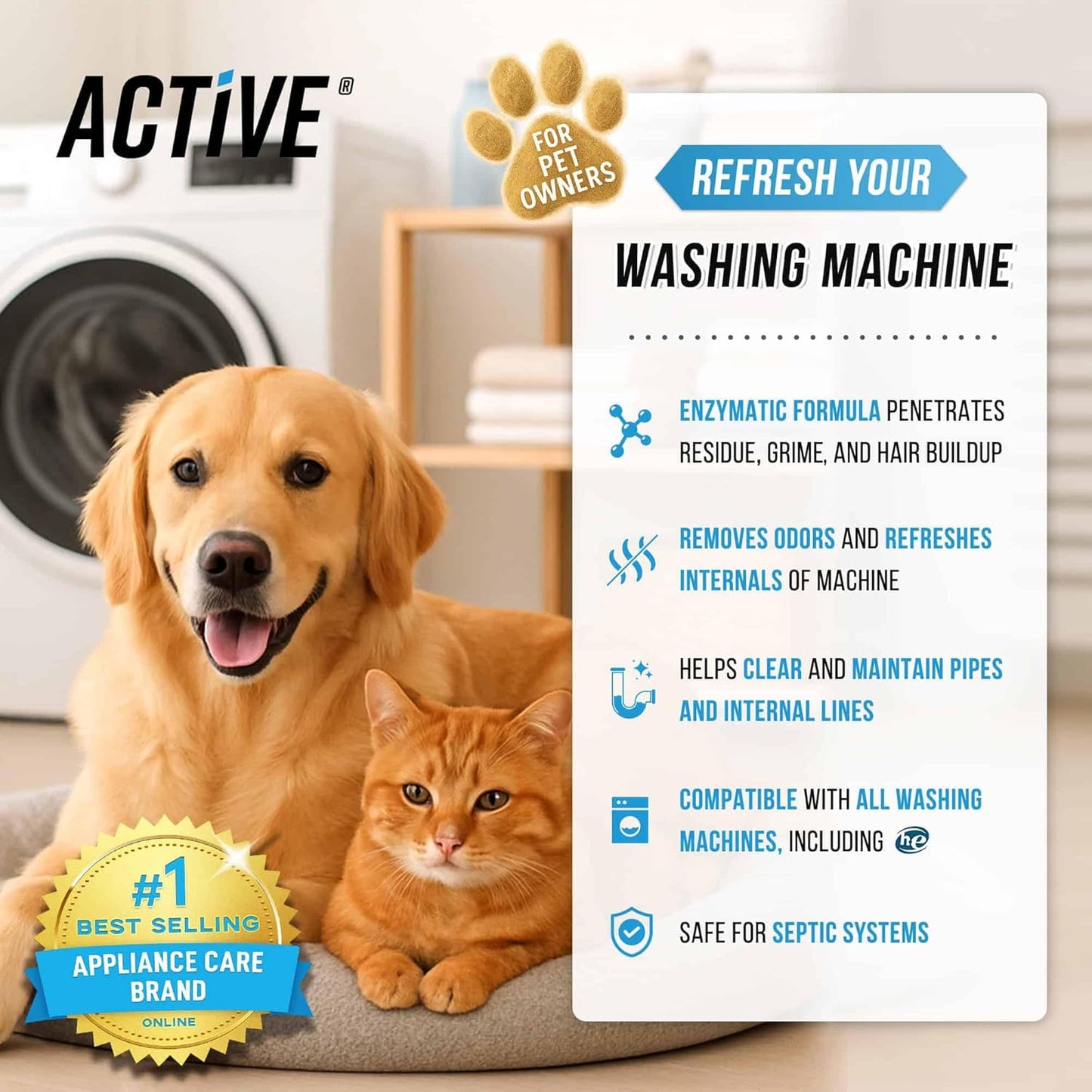 Washing Machine Cleaner Tablets for Pet Owners – 24 Count