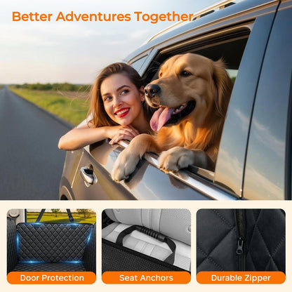 Dog Car Seat Cover for Pets -All Black (Size: Standard - 54" Length)