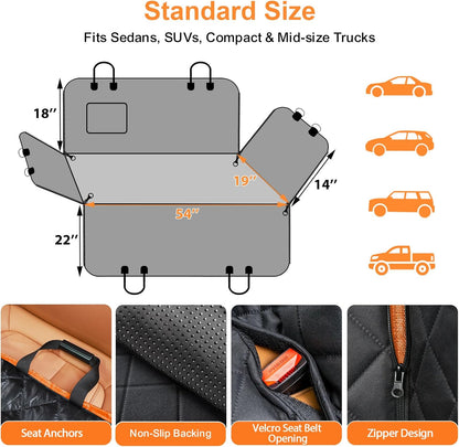 Dog Car Seat Cover for Pets - Khaki (Size: Standard - 54" Length)