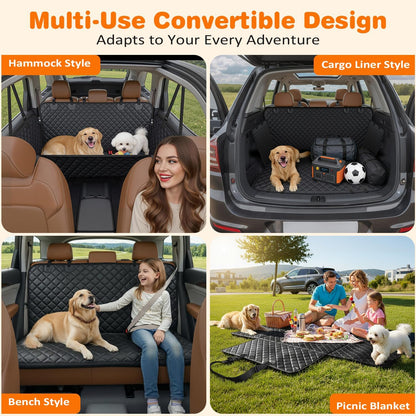 Dog Car Seat Cover for Pets - Textured Black (Size: Standard - 54" Length)