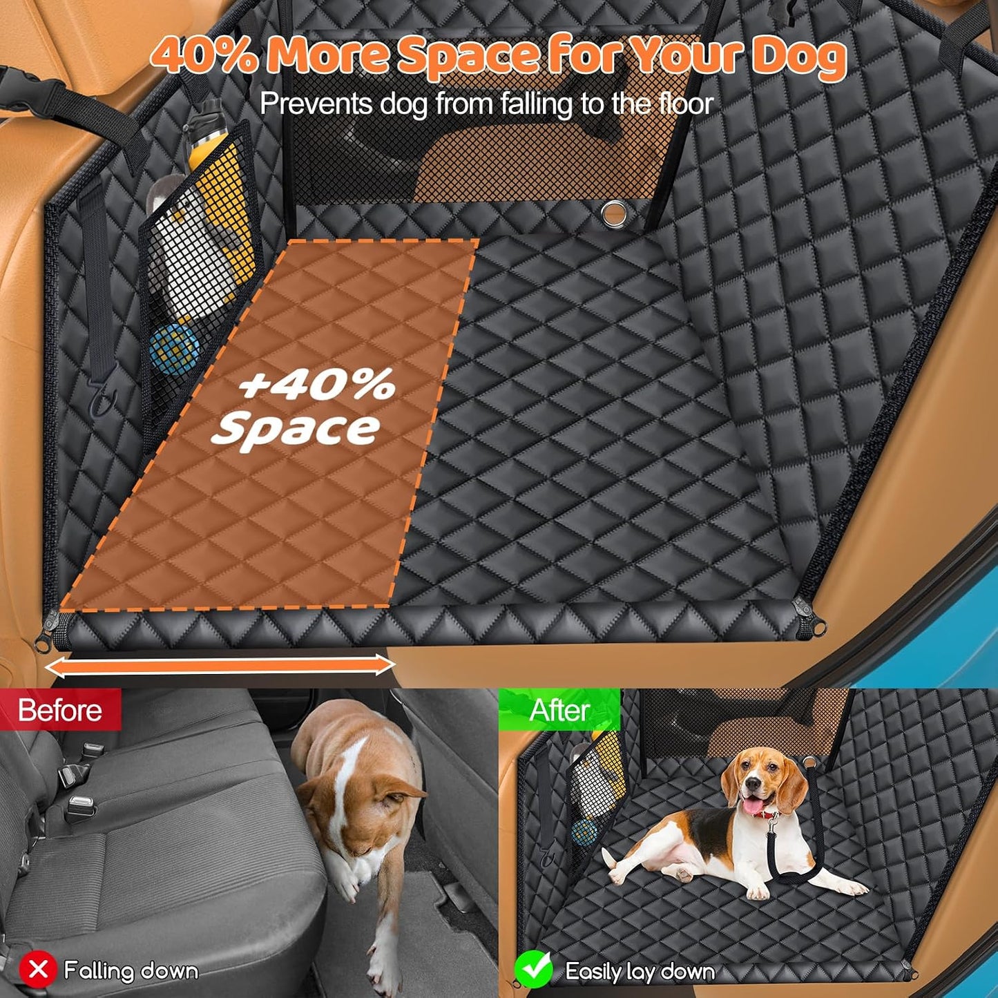 Dog Car Seat Cover for Pets - Carbon Black (Size: Standard - 54" Length)