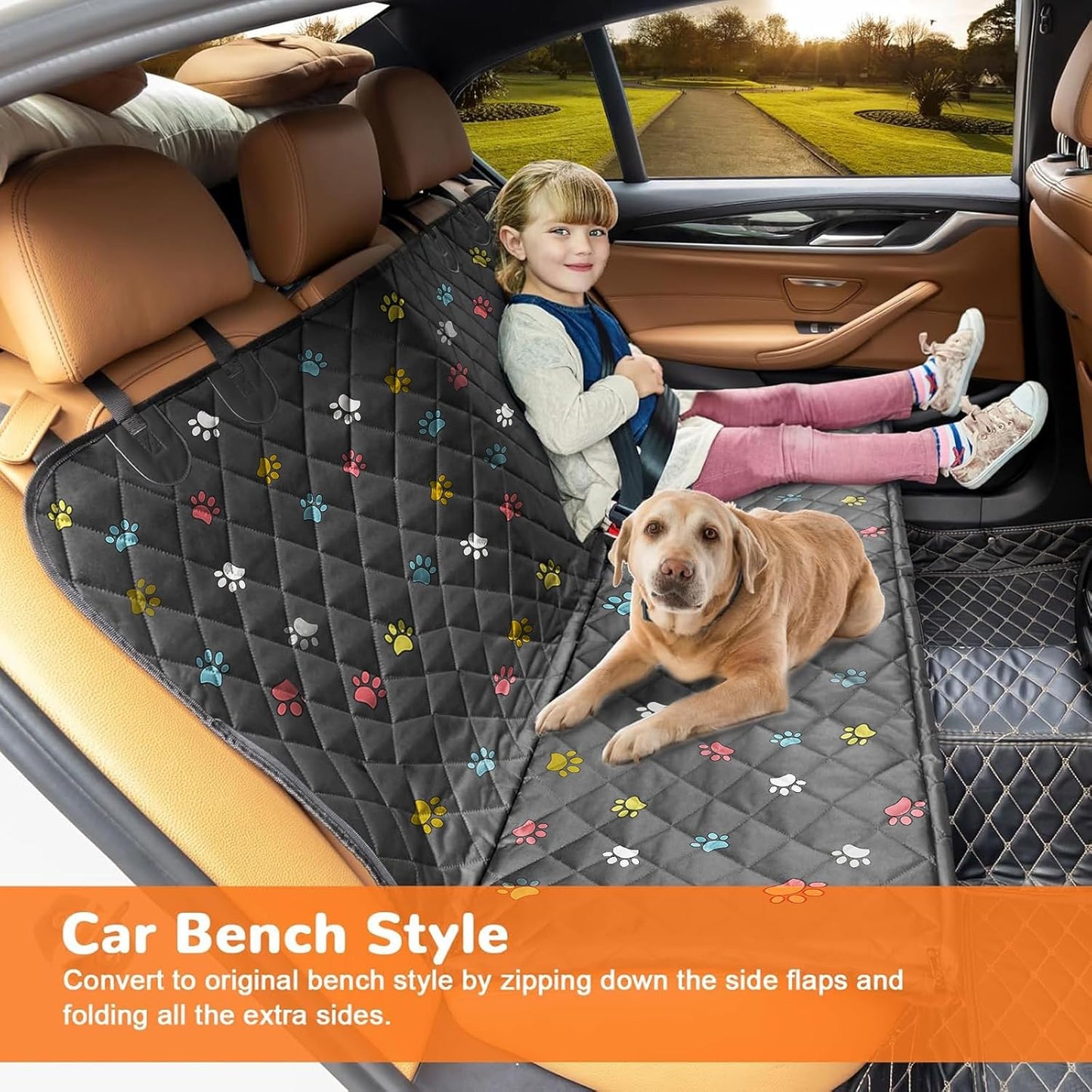Dog Car Seat Cover for Pets -Colorful (Size: Standard - 54" Length)