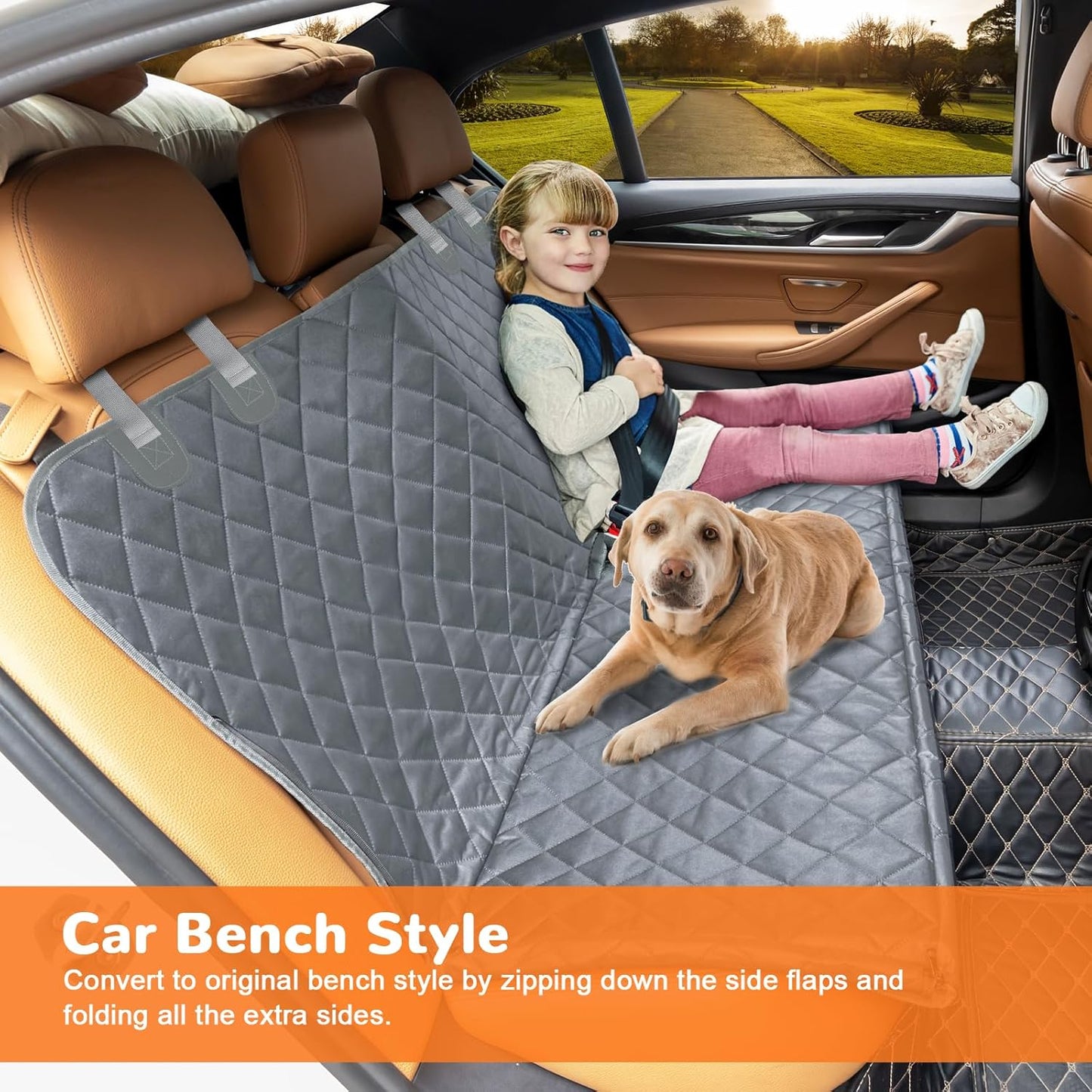 Dog Car Seat Cover for Pets -Gray (Size: Standard - 54" Length)