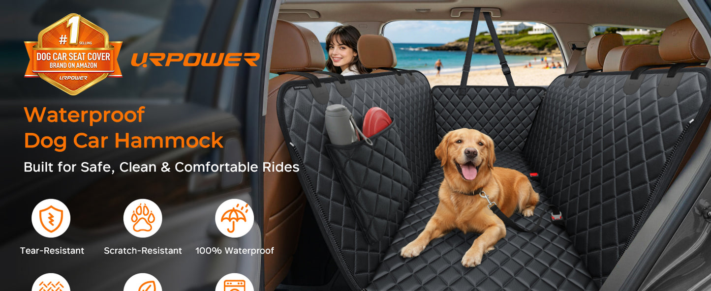 Dog Car Seat Cover for Pets -All Black (Size: Standard - 54" Length)