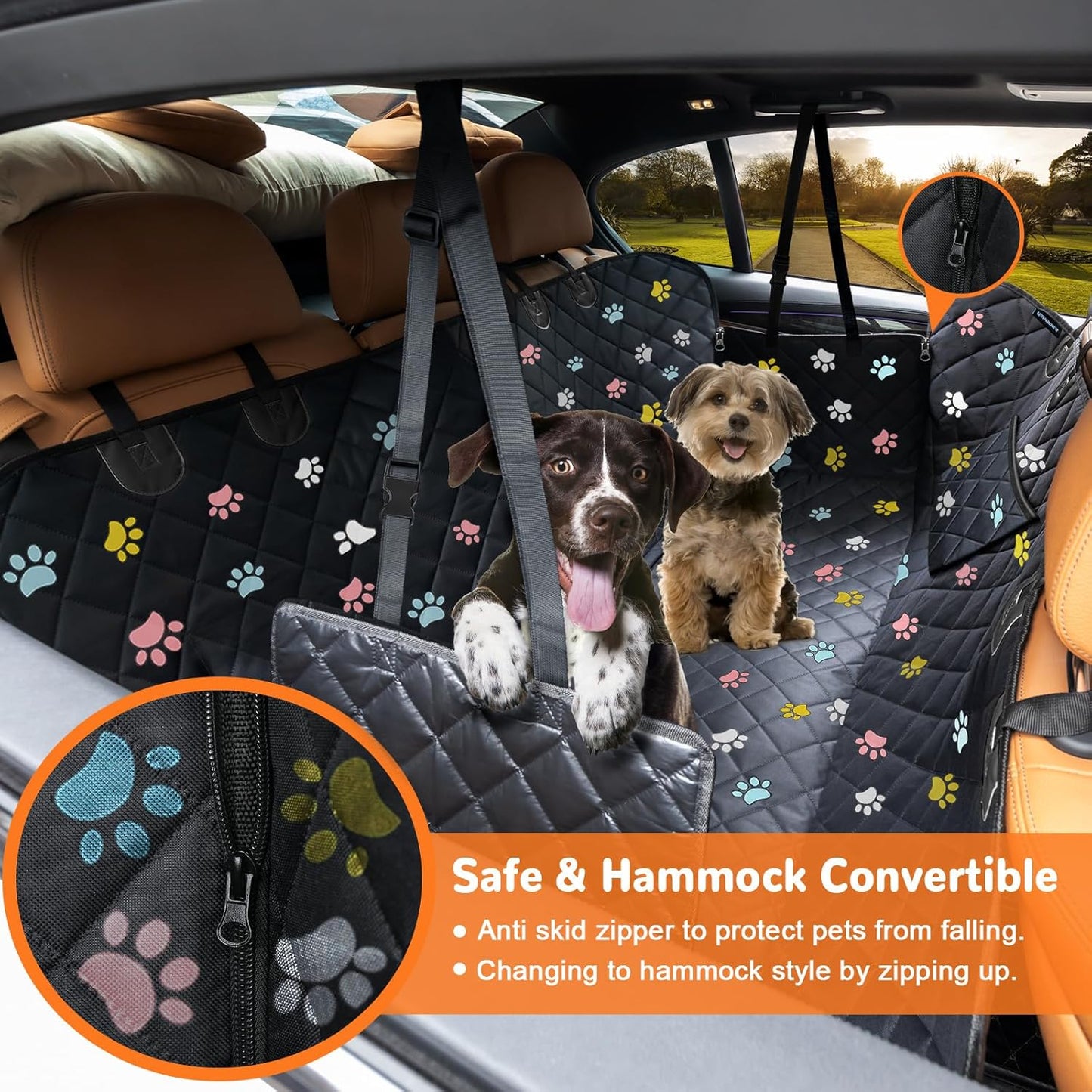Dog Car Seat Cover for Pets -Colorful (Size: Standard - 54" Length)