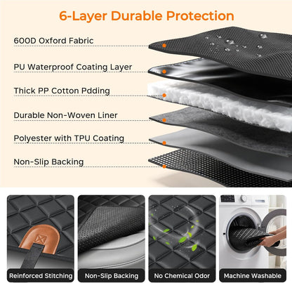 Dog Car Seat Cover for Pets - Black with Orange (Size: Standard - 54" Length)