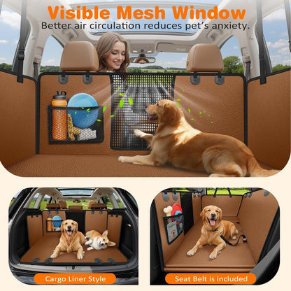 Dog Car Seat Cover for Pets - Brown (Size: Standard - 54" Length)