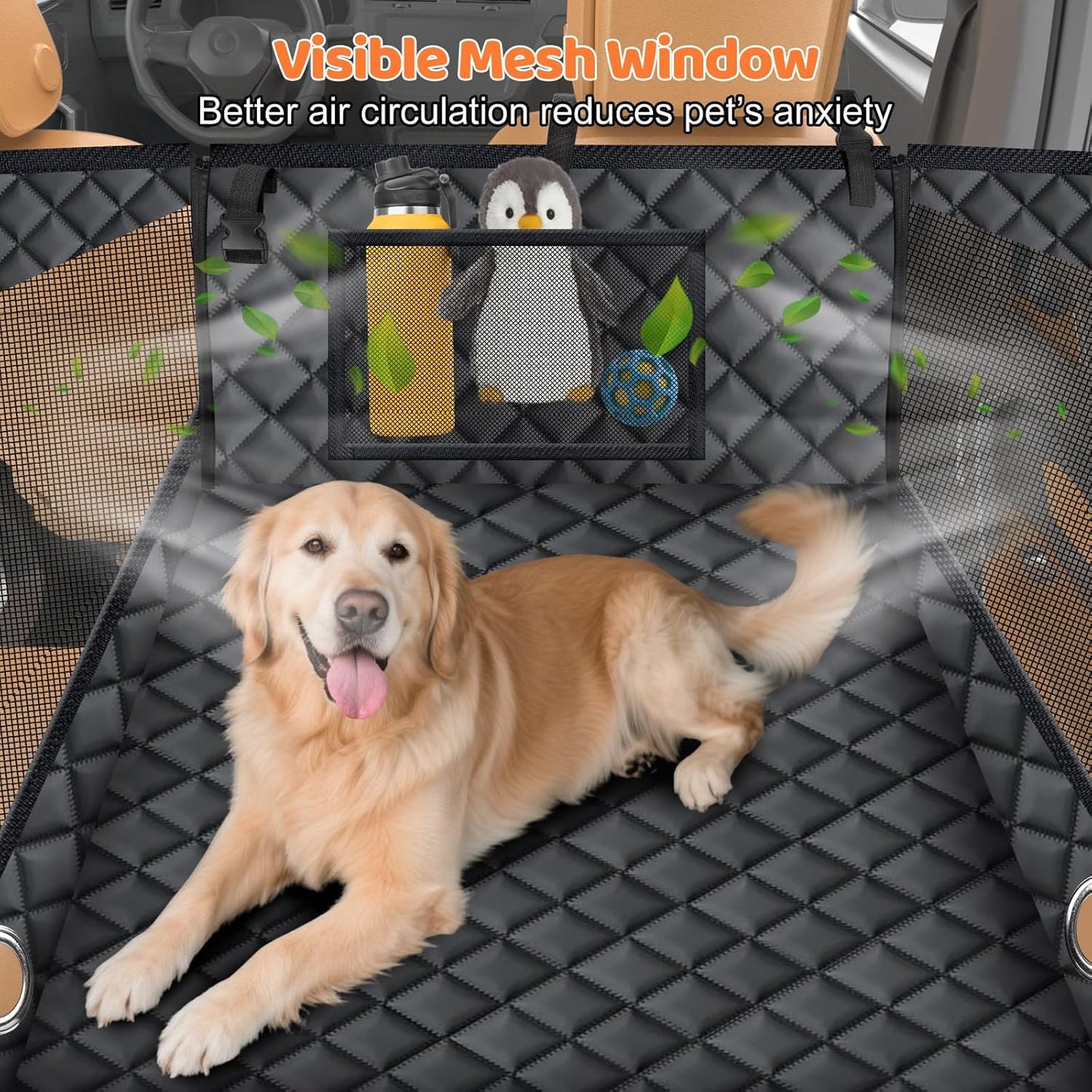 Dog Car Seat Cover for Pets - Carbon Black (Size: Standard - 54" Length)
