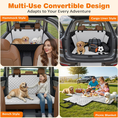 Dog Car Seat Cover for Pets - Light Gray (Size: Standard - 54" Length)