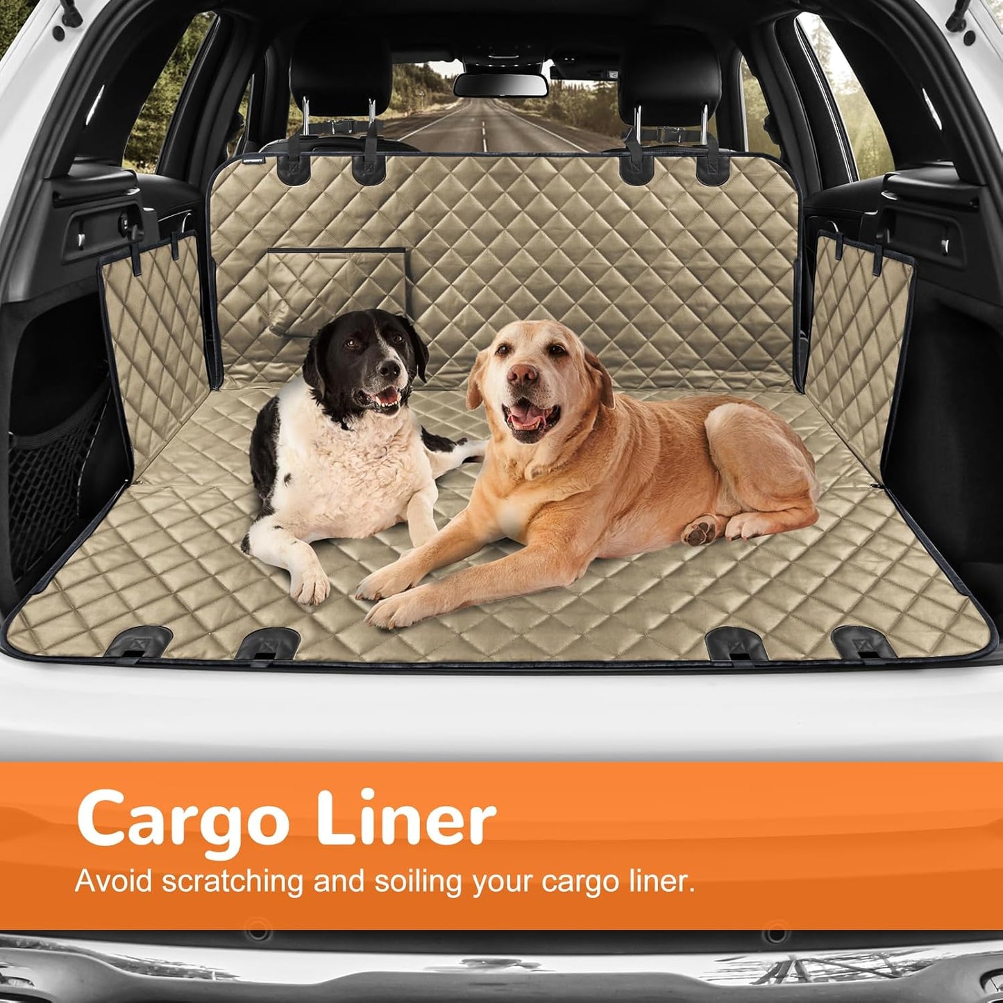 Dog Car Seat Cover for Pets - Light Brown (Size: Standard - 54" Length)
